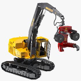 Tigercat 855D Tracked Harvester Rigged 3D model